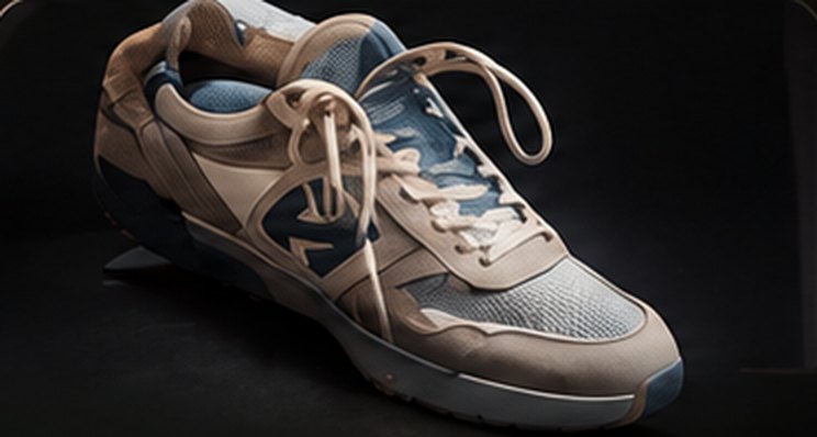 Grey and blue sneakers